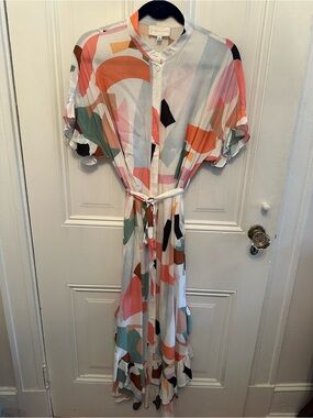 Corey Lynn Calter White Multi Abstract Print Maxi Dress